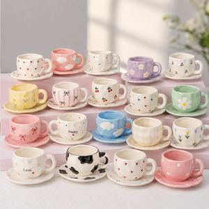 Factory Hot Selling 300ML Handmade Painting Ceramic Mug Ceramic Coffee <b>Cup</b> <b>Set</b> Irregular <b>Cup</b> With Plate for Gife - Product Image 4