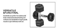 Haltère hexagonal fixe en fonte recouvert de vinyle pour musculation, équipement de gym, vente en gros, offre spéciale usine