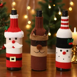 Giáng sinh chai rượu vang Bìa lễ hội phim hoạt hình dệt kim Rượu Tay áo cho nhà hàng trang trí Giáng sinh trang trí - Product Image 5