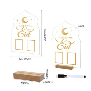 Eid segno di conto alla rovescia in legno Base arco a forma di bordo con <span class=keywords><strong>luna</strong></span> mezzaluna d'oro stelle Design giorni fino a quando Eid Display Muslim Festival - Product Image 2