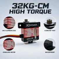 Servo Digital Sin Núcleo XQ-POWER XQ-S2230F, 32kg.cm, 0.09s, Ultra Rápido, 25T Spline, Programable por USB, 8.4V, para Helicóptero RC y Robot