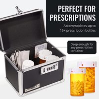 Mallette de rangement en aluminium Boîte portable avec serrure à combinaison Mallette à outils en aluminium Rangement des médicaments Fournitures médicales Argent comptant Noir