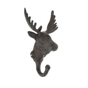 Rusty Cast Iron Moose Coat Hook Deer Antler Rack Hanger