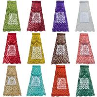 Tissu en dentelle perlée de haute qualité en gros pour robe de mariée, tissu en dentelle filet élégant avec perles et paillettes pour occasions haut de gamme