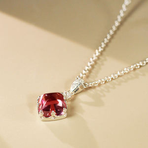 Collana in argento 925 moderno di fascia alta con ciondolo rosa con torre di zucchero coltivata con ciondolo alla moda ciondolo in pietra preziosa - Product Image 2