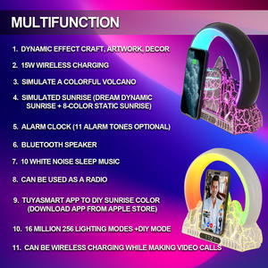 Nuevos efectos de grietas volcánicas multifuncionales, Control de aplicación de decoración del hogar, altavoz RGB BT, cargador inalámbrico de 15W para iPhone 15, reloj despertador - Product Image 4