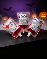 Pochette à boisson Halloween en forme de sac de sang avec bec verseur, sac à jus personnalisé avec bec verseur, emballage liquide réutilisable, pochette souple verticale, vente en gros