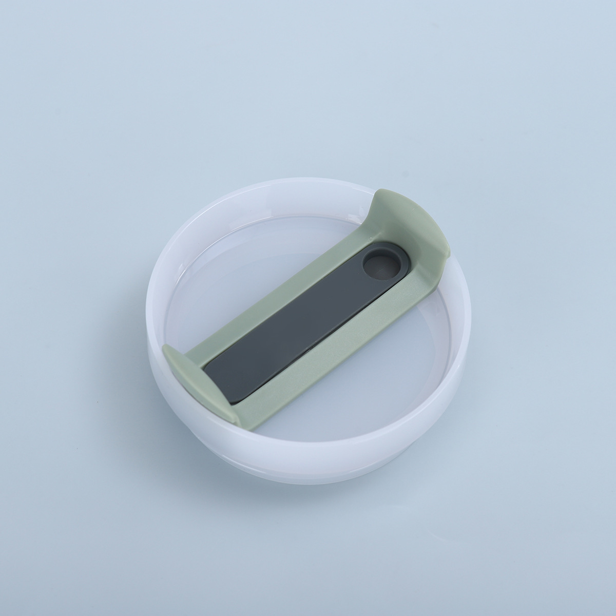 Corps principal blanc laiteux-feuille verte-silicone gris foncé