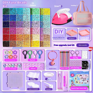 VANCY ARTS Kit de perles thermocollantes DIY 72 couleurs avec fer à repasser et sac de rangement, ensemble de perles thermocollantes premium avec boîte de rangement et kit d'outils pour <span class=keywords><strong>loisirs</strong></span> <span class=keywords><strong>créatifs</strong></span> pour enfants - Product Image 1