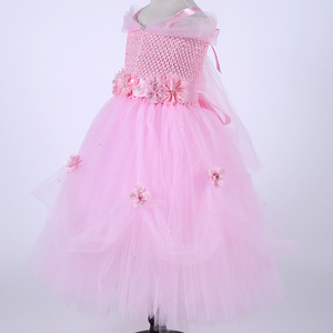 2025 nuovo Design <span class=keywords><strong>vestiti</strong></span> per bambini <span class=keywords><strong>Tulle</strong></span> fiore rosa chiaro principessa partito Tutu abito da bambina estate abito da ballo per bambini abito lungo per ragazze - Product Image 6