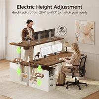 Bureau d'ordinateur SENYU style ferme avec tiroirs, bureau double pour 2 personnes, bureau de jeu, long bureau d'écriture