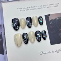 Faux ongles de luxe faits à la main en amande, qualité salon, style de luxe, vente en gros, marque privée