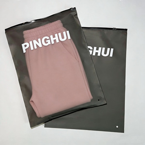 Custom Frosted Black Reusable Zipper <b>Bags</b> For Clothing Shipping Packaging Resealable Poly <b>Bags</b> With Printed Logo - Product Image 5