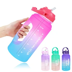 1/2 Gallon chai nước với rơm nắp và Chug nắp lớn leakproof nước Jug với thời gian đánh dấu