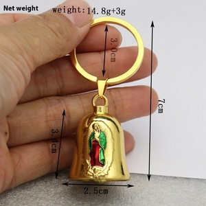 Venta caliente pequeña campana pequeña Vintage colgante de Guadalupe de Metal para decoración de bolsa de coche accesorios de llavero de joyería - Product Image 3