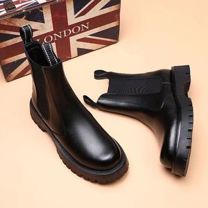 Mens <b>Spring</b> Chelsea <b>Boots</b> Genuine Leather British Style Work Knee-High Rubber Outsole Hand-Painted Casual Ankle Round Toe Dsyx - Product Image 3