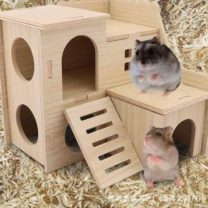 Moderna Villa de Madera de Doble Capa para Hámsters y Conejos con Cama Columpio y Balancín para Todas las Estaciones, Uso Exterior - Product Image 4