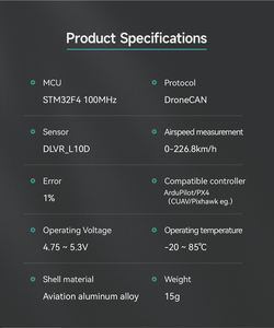 Nieuwe Cuav Skye 2 Nano Luchtsnelheidssensor Dronecan Stm32f4 100Mhz 226.8Km/Luchtsnelheid Pilotbuis - Product Image 5