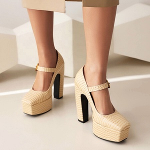 Escarpins verts à imprimés animaliers pour femmes, à plateforme haute et talons épais, à bout carré, avec bride à boucle, style Mary Jane - Product Image 4