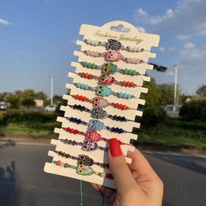 Conjunto de Pulseras Ajustables de Hilo con Diseño Animal en Colores Bohemios Azul y Rojo, Pulsera de Ojo, 12 Piezas/Set, Joyería de Cadena de Cuerda Hecha a Mano, Regalos de Bisutería - Product Image 1