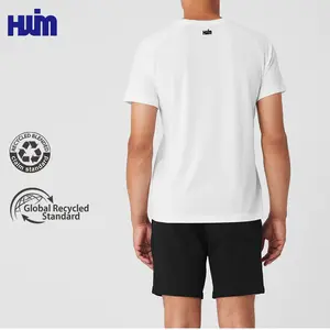 Custom Private Logo Fitness Gym Wear Sports Apparel Plain Solid Sustainable 100% Recycled Organic Cotton T Shirts For Men
