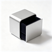 Boîte à bijoux en métal sur mesure en gros, boîte en aluminium en forme de cube, épaisseur de paroi de 3 mm, doublée de velours, boîte cadeau