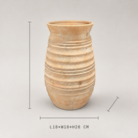 Vase en céramique côtelée Wabi-Sabi ARM LVG, poterie rustique faite à la main, couleur beige sable, récipient à fleurs, vases floraux, décoration artistique pour la maison