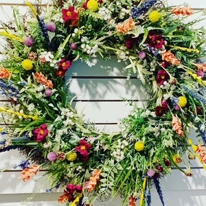 Holiday Wildflower Spring Summer <b>Artificial</b> Plastic Flowers Wreath Waterproof Long Lasting 3-5 Years Christmas Thanksgiving - Product Image 4