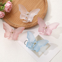 Nieuwe Retro Koreaanse 8*5Cm Crystal Butterfly Haar Clip Transparante Frosted Klauw Clip Voor Girlsparty Haaraccessoires