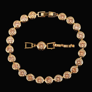 Affascinante Bracciale Placcato Oro Giallo con Zirconi CZ Taglio Rotondo, Bracciale Tennis a Catena per Donna, Gioielli Moda <span class=keywords><strong>2026</strong></span> per Ogni Giorno - Product Image 4
