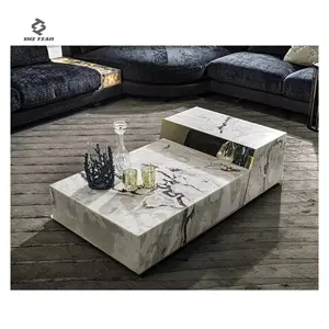 2024 New Hot-sell White Marble Coffee Table Side Table Console Living Room Stone Furniture White Table Marble