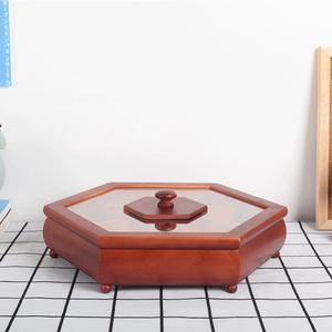 Solid Wood Dried Fruit <b>Box</b> Polygon Shape With Glass Lid For Storage And <b>Gifting</b> - Product Image 1