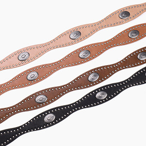 Cinturón de Cuero con Tachuelas para Mujer, Estilo Occidental, Hebilla Plateada, Multicolor, Venta al Por Mayor, OEM, ODM, Certificado REACH - Product Image 3