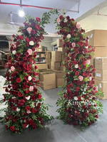 Arche de fleurs artificielles en soie colorées et réalistes, tendance 2027, pour décoration de mariage, aux couleurs vives, thème estival, arche de fleurs en forme de corne