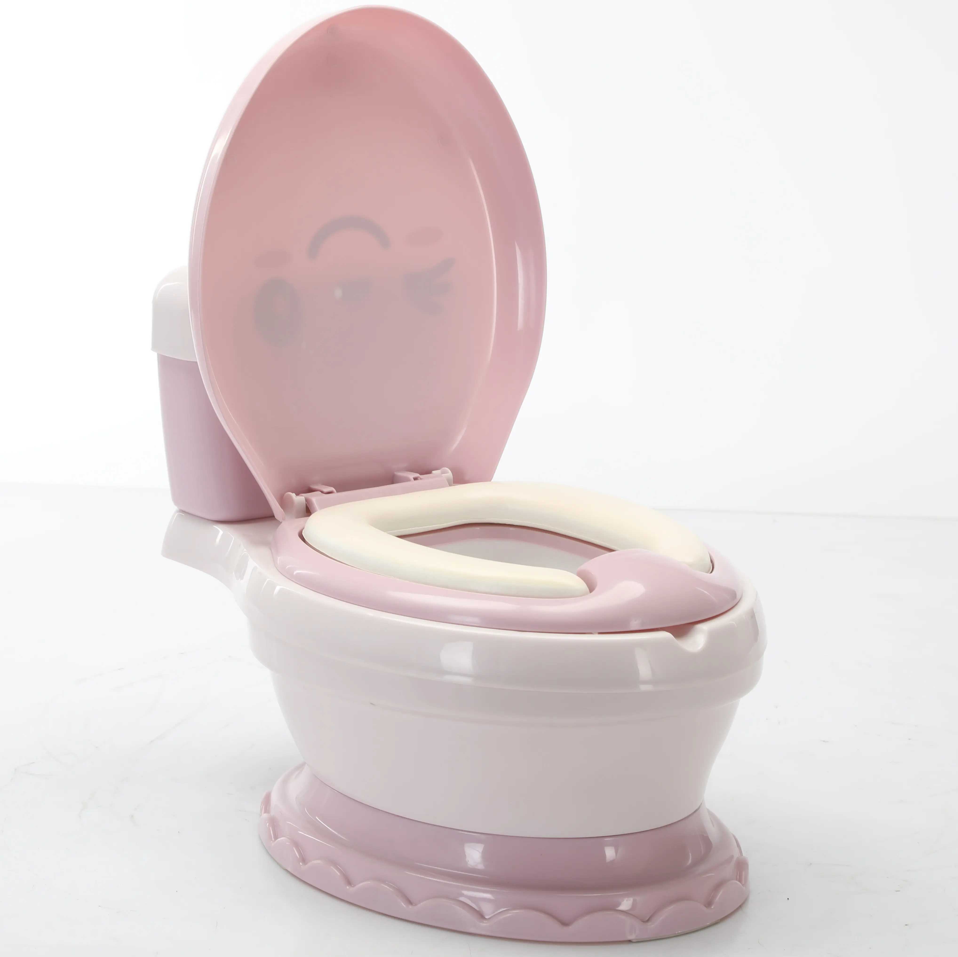 Sichere Design tragbare Jungen- und Mädchentoilette mit Kinderzimmer Rhyme Cartoon Batterie weiches Kissen abnehmbarer Sitz