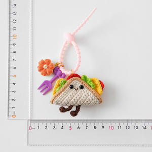 Porte-clés en polyester <span class=keywords><strong>crochet</strong></span>é KIVA avec des motifs de sandwichs - Charme de sac de fête unisexe - Product Image 3