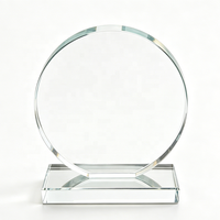 Trophée en verre cristal K5 rond personnalisé, design simple, à base de plaque en verre, pour gravure, vente en gros à prix abordable
