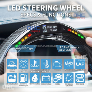 Volant en fibre de carbone avec LED pour <span class=keywords><strong>Dodge</strong></span> <span class=keywords><strong>Challenger</strong></span> 2015+ Charger SRT/GT/Scat Pack/Hellcat (palettes de changement de vitesse magnétiques) - STOCK USA - Product Image 3