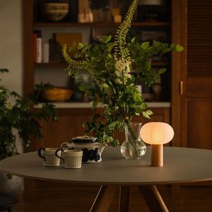 Lampe de table japonaise Wabi Sabi, lumière LED, ampoule E27, interrupteur de commande, lampe de chevet, lampe de salon, lampe de canapé - Product Image 2
