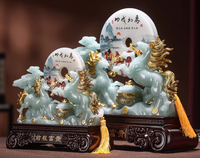 Figurine décorative Feng Shui en résine peinte à la main, style chinois, motif cheval, cadeau de vacances pour salon ou télévision