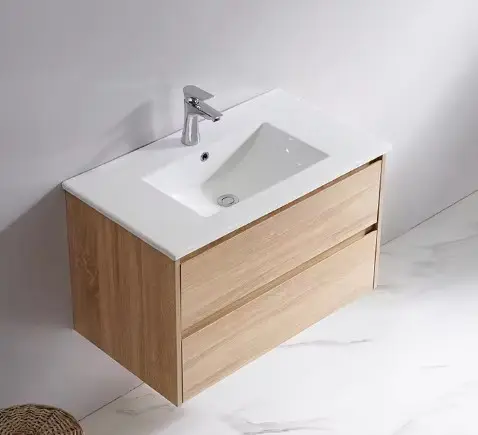 Gantungan dinding Modern kabinet kayu lapis kustom dan kabinet wastafel kamar mandi rias keramik