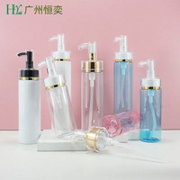 Bouteilles à pompe en PET personnalisées de 100 ml, 120 ml, 150 ml, 200 ml pour shampoing et après-shampoing, flacon en plastique transparent vide avec pompe