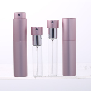 Rotating <b>Perfume</b> Refill Bottle Aluminum Spray <b>Mini</b> Fragrance Travel <b>Set</b> Bright Silver Matte Black Pink Silver - Product Image 3
