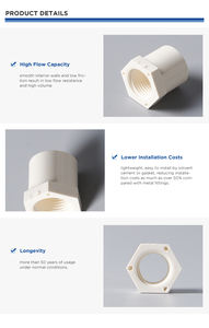 באיכות גבוהה astm sch40 <span class=keywords><strong>pvc</strong></span> צינור מתאים נקבה חוט - Product Image 5