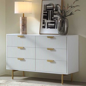 <span class=keywords><strong>Commode</strong></span> moderne en bois <span class=keywords><strong>blanc</strong></span> à 6 tiroirs pour chambre à coucher, meuble multifonctionnel avec solution de rangement pour salon - Product Image 1