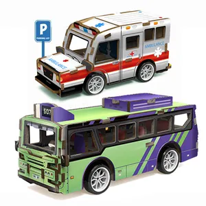 EPT Promotion 19 Stück Holz Puzzle Truck Bus Spielzeug