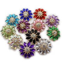 Boutons à tige en verre HFOUR de 38 mm, motif fleurs, strass, plaqués, couleur blanc clair, 3D, pour couture et décoration de vêtements DIY