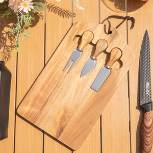 Acacia Wood <b>Cheese</b> Board With Stainless Steel <b>Knives</b> <b>Set</b> For Serving And Cutting <b>Cheese</b> - Product Image 5