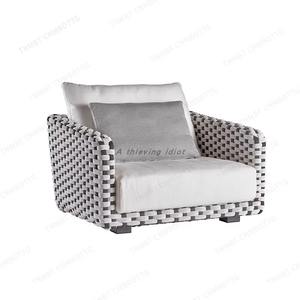 Ensemble de canapés en rotin d'extérieur avec structure en aluminium, mobilier de jardin imperméable en forme de L, idéal pour villa, cour, plage, patio - Product Image 5