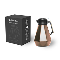 Pot à café en acier inoxydable personnalisé ODM nouveau design bouilloire intérieure en verre flacon arabe avec poignée et couvercle amovible 600ml 1000ml